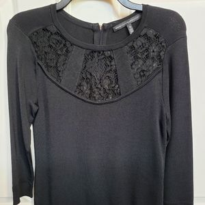 WHBM Black Top w/ Lace Accents NWOT